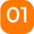 The number one is written in white color with an orange background.