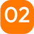 The number two written in white color with orange background