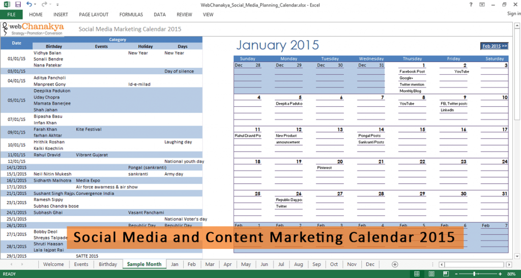 Social Media Calendar Getting it right! Social Media Planner